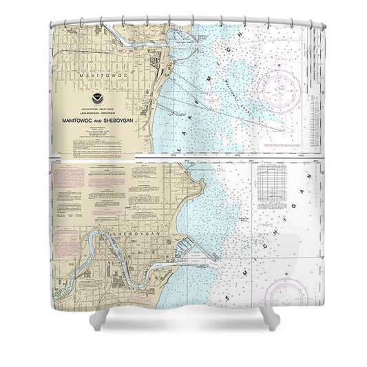 Nautical Chart 14922 Manitowoc Sheboygan Shower Curtain