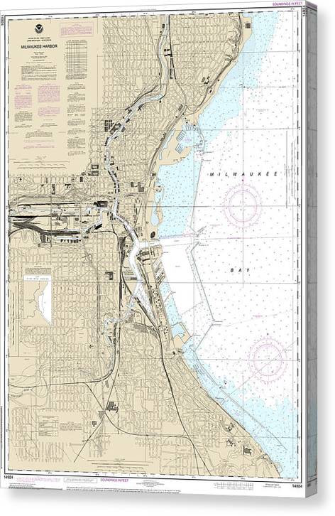 Nautical Chart-14924 Milwaukee Harbor Canvas Print