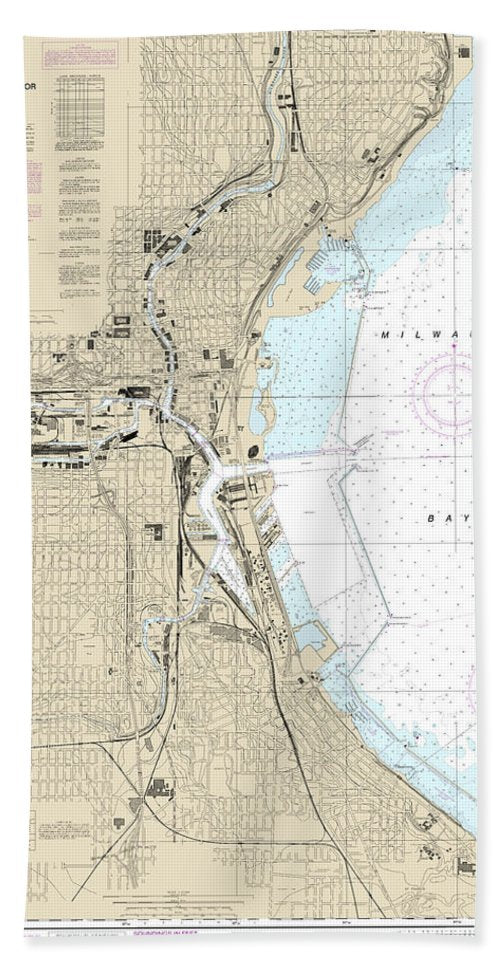 Nautical Chart-14924 Milwaukee Harbor - Beach Towel