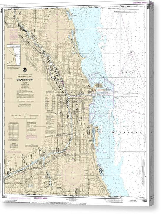 Nautical Chart-14928 Chicago Harbor Canvas Print