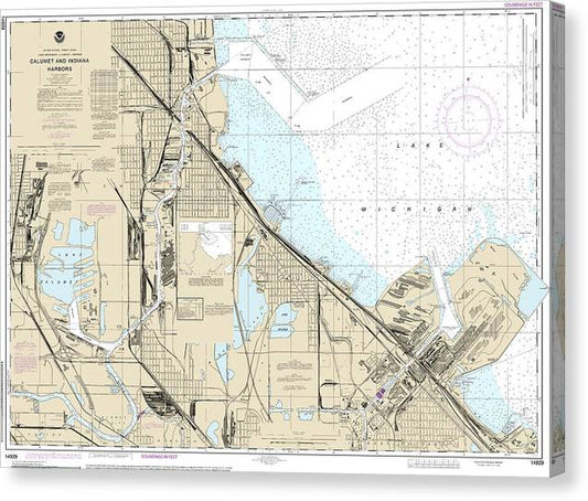 Nautical Chart-14929 Calumet, Indiana-Buffington Harbors,-Lake Calumet Canvas Print