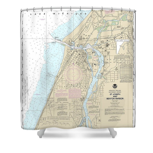 Nautical Chart 14930 St Joseph Benton Harbor Shower Curtain