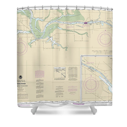 Nautical Chart 14931 Grand River From Dermo Bayou Bass River Shower Curtain