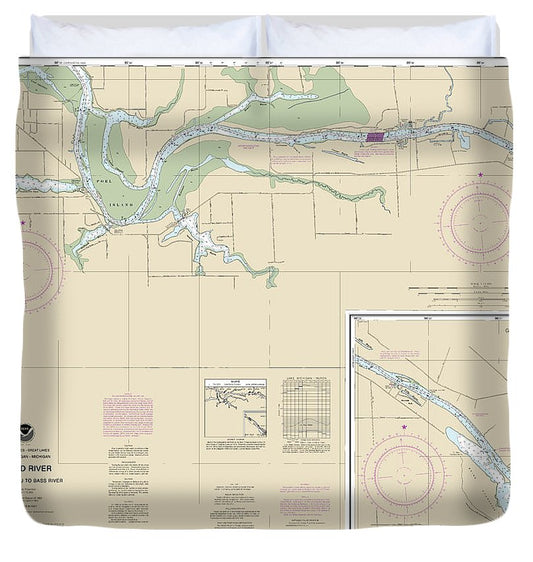Nautical Chart 14931 Grand River From Dermo Bayou Bass River Duvet Cover