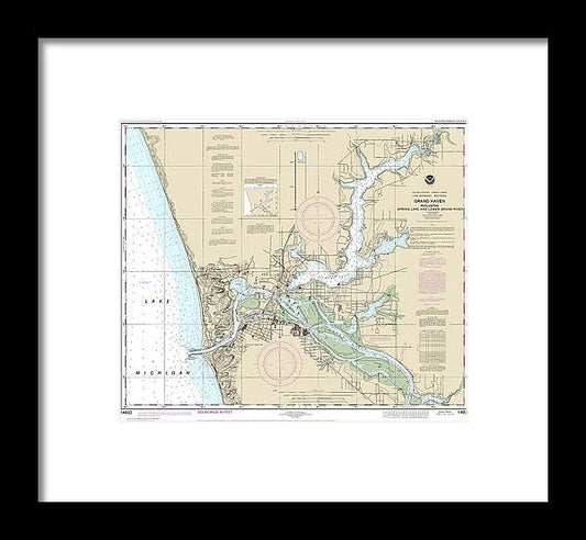 A beuatiful Framed Print of the Nautical Chart-14933 Grand Haven, Including Spring Lake-Lower Grand River by SeaKoast
