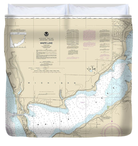 Nautical Chart 14935 White Lake Duvet Cover