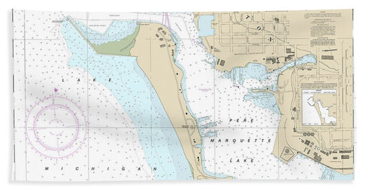 Nautical Chart-14937 Ludington Harbor - Beach Towel