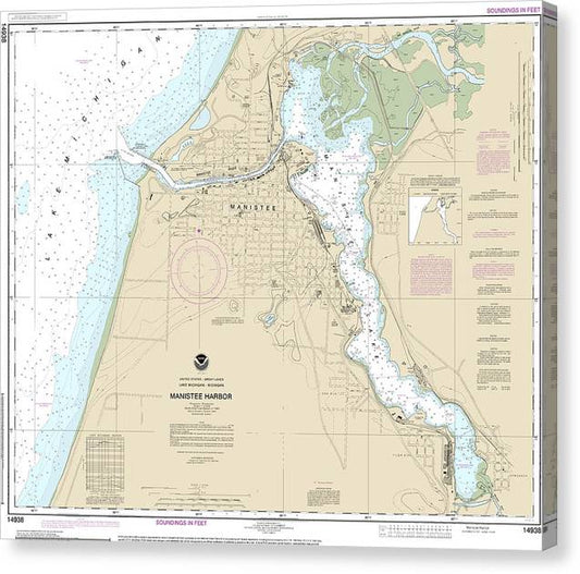 Nautical Chart-14938 Manistee Harbor-Manistee Lake Canvas Print