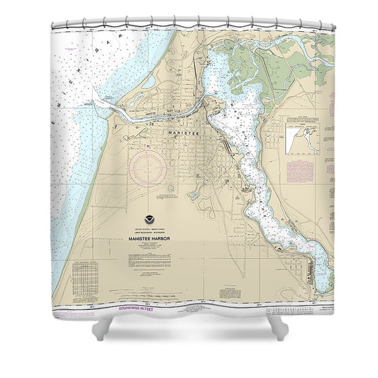 Nautical Chart 14938 Manistee Harbor Manistee Lake Shower Curtain