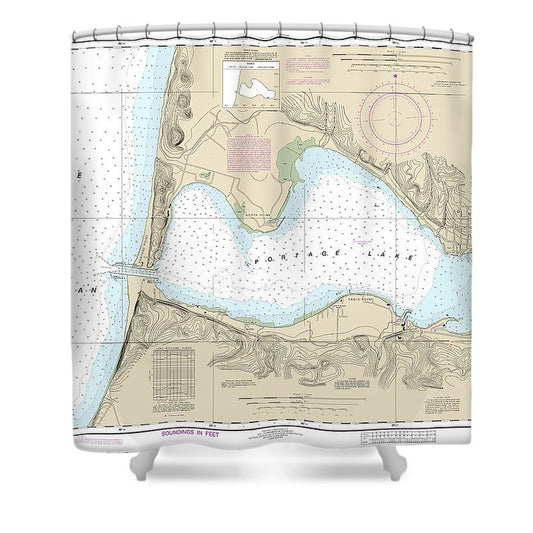 Nautical Chart 14939 Portage Lake Shower Curtain