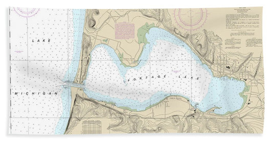 Nautical Chart-14939 Portage Lake - Bath Towel