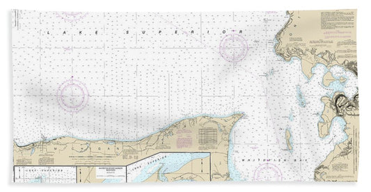 Nautical Chart-14962 St Marys River-au Sable Point, Whitefish Point, Little Lake Harbors, Grand Marais Harbor - Beach Towel