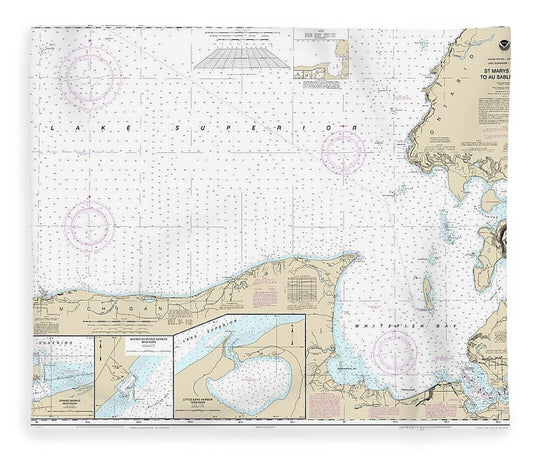 Nautical Chart 14962 St Marys River Au Sable Point, Whitefish Point, Little Lake Harbors, Grand Marais Harbor Blanket