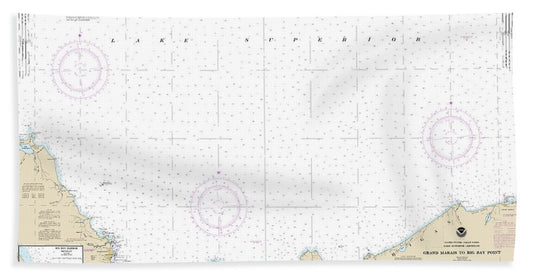 Nautical Chart-14963 Grand Marais-big Bay Point, Big Bay Harbor - Bath Towel