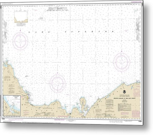 A beuatiful Metal Print of the Nautical Chart-14963 Grand Marais-Big Bay Point, Big Bay Harbor - Metal Print by SeaKoast.  100% Guarenteed!