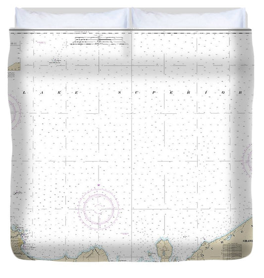 Nautical Chart 14963 Grand Marais Big Bay Point, Big Bay Harbor Duvet Cover