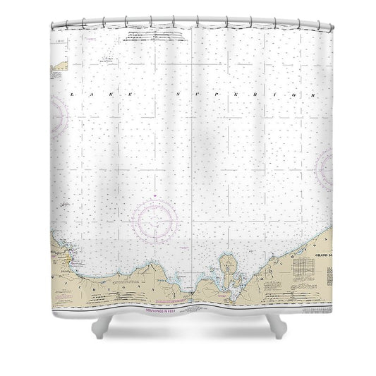 Nautical Chart 14963 Grand Marais Big Bay Point, Big Bay Harbor Shower Curtain