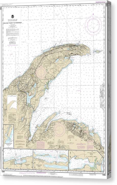 Nautical Chart-14964 Big Bay Point-Redridge, Grand Traverse Bay Harbor, Lac La Belle Harbor, Copper-Eagle Harbors Canvas Print