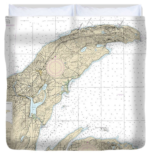 Nautical Chart 14964 Big Bay Point Redridge, Grand Traverse Bay Harbor, Lac La Belle Harbor, Copper Eagle Harbors Duvet Cover