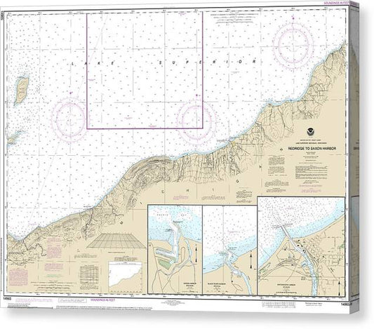 Nautical Chart-14965 Redridge-Saxon Harbor, Ontonagon Harbor, Black River Harbor, Saxon Harbor Canvas Print