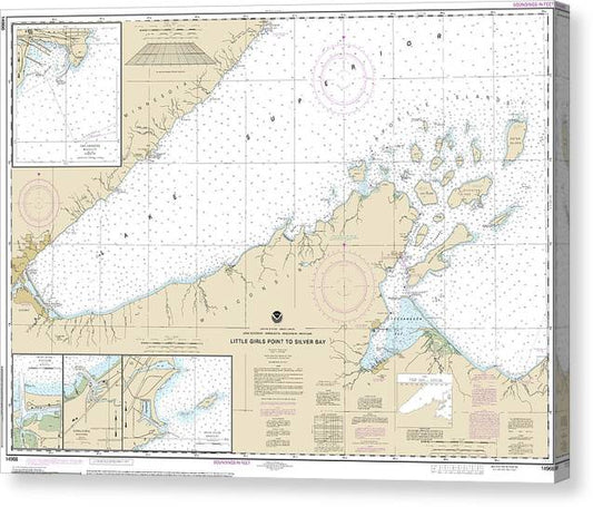 Nautical Chart-14966 Little Girls Point-Silver Bay, Including Duluth-Apostle Islands, Cornucopia Harbor, Port Wing Harbor, Knife River Harbor, Two Harbors Canvas Print
