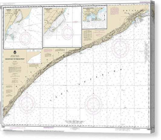 Nautical Chart-14967 Beaver Bay-Pigeon Point, Silver Bay Harbor, Taconite Harbor, Grand Marais Harbor Canvas Print