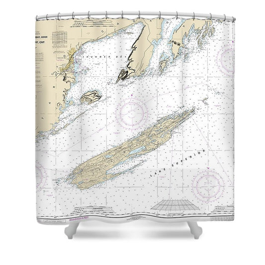 Nautical Chart 14968 Grand Portage Bay, Minn Shesbeeb Point, Ont Shower Curtain