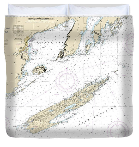 Nautical Chart 14968 Grand Portage Bay, Minn Shesbeeb Point, Ont Duvet Cover