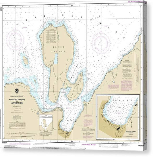 Nautical Chart-14969 Munising Harbor-Approaches, Munising Harbor Canvas Print
