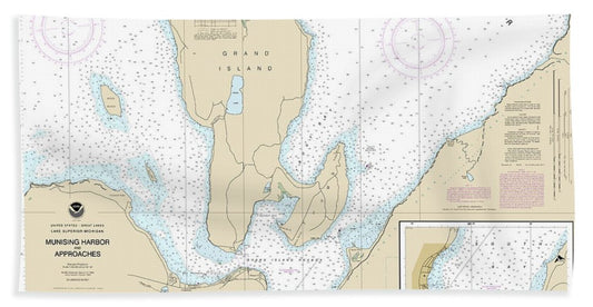 Nautical Chart-14969 Munising Harbor-approaches, Munising Harbor - Beach Towel