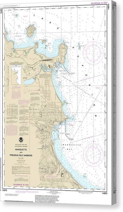 Nautical Chart-14970 Marquette-Presque Isle Harbors Canvas Print