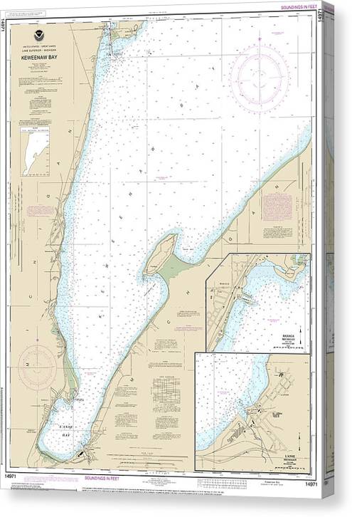 Nautical Chart-14971 Keweenaw Bay, Lanse-Baraga Harbors Canvas Print