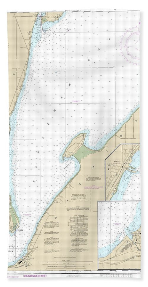 Nautical Chart-14971 Keweenaw Bay, Lanse-baraga Harbors - Bath Towel