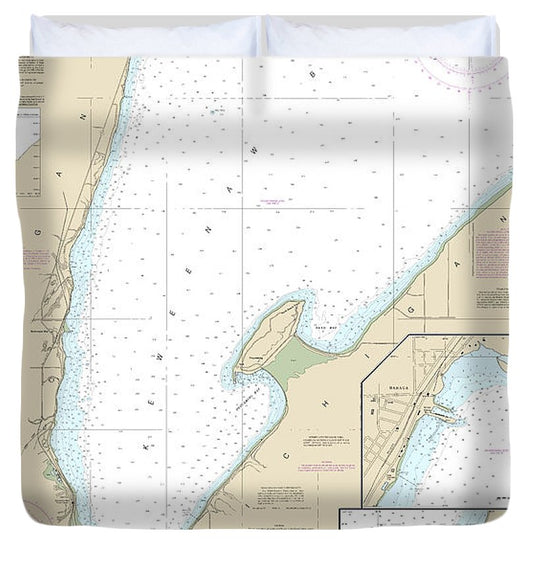 Nautical Chart 14971 Keweenaw Bay, Lanse Baraga Harbors Duvet Cover