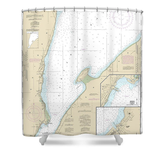 Nautical Chart 14971 Keweenaw Bay, Lanse Baraga Harbors Shower Curtain