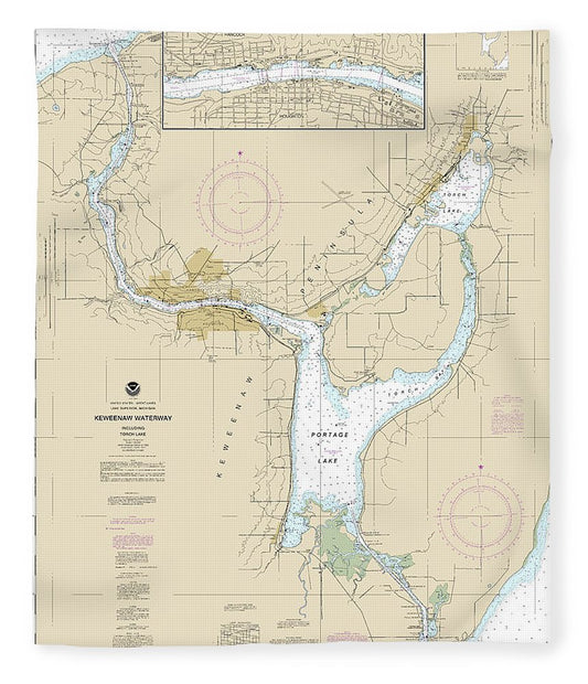 Nautical Chart 14972 Keweenaw Waterway, Including Torch Lake, Hancock Houghton Blanket