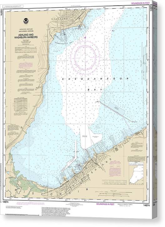Nautical Chart-14974 Ashland-Washburn Harbors Canvas Print