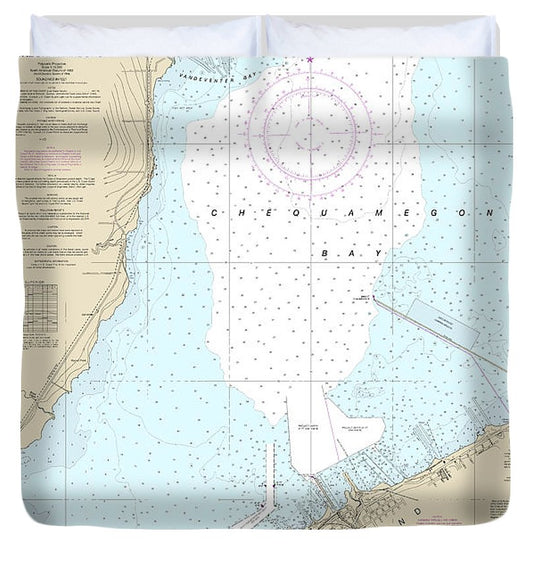 Nautical Chart 14974 Ashland Washburn Harbors Duvet Cover