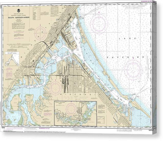 Nautical Chart-14975 Duluth-Superior Harbor, Upper St Louis River Canvas Print