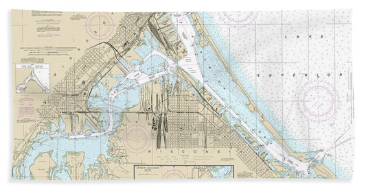 Nautical Chart-14975 Duluth-superior Harbor, Upper St Louis River - Bath Towel