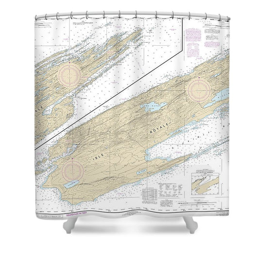 Nautical Chart 14976 Isle Royale Shower Curtain