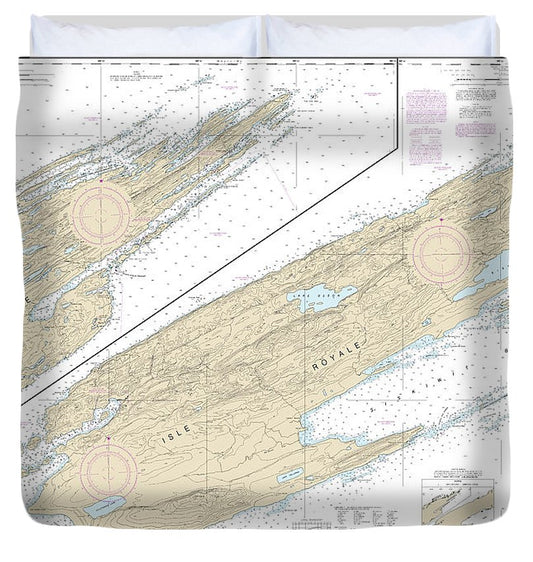 Nautical Chart 14976 Isle Royale Duvet Cover