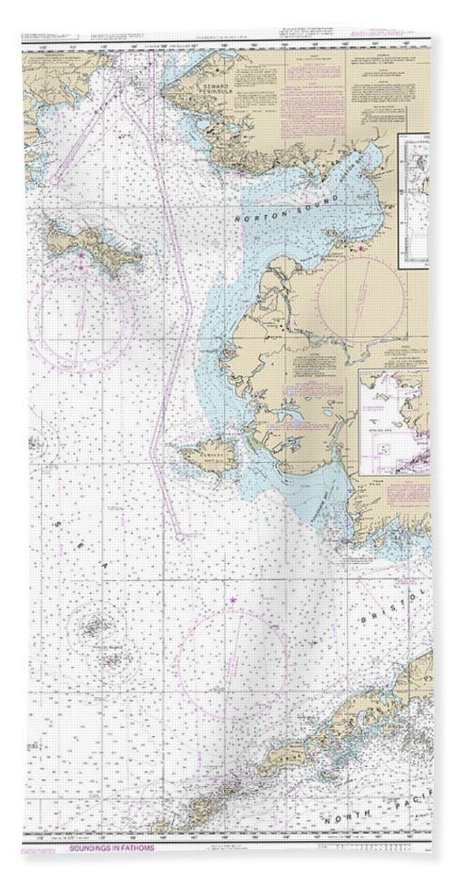 Nautical Chart-16006 Bering Sea-eastern Part, St Matthew Island, Bering Sea, Cape Etolin, Achorage, Nunivak Island - Bath Towel