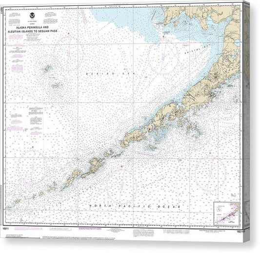 Nautical Chart-16011 Alaska Peninsula-Aleutian Islands-Seguam Pass Canvas Print