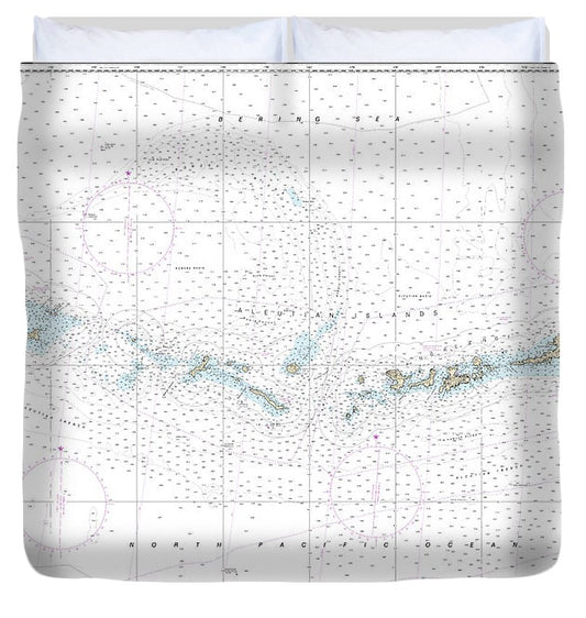 Nautical Chart 16012 Aleutian Islands Amukta Island Attu Island Duvet Cover