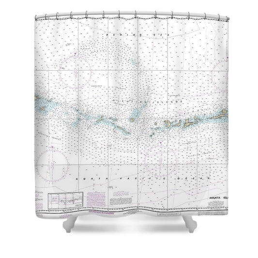 Nautical Chart 16012 Aleutian Islands Amukta Island Attu Island Shower Curtain