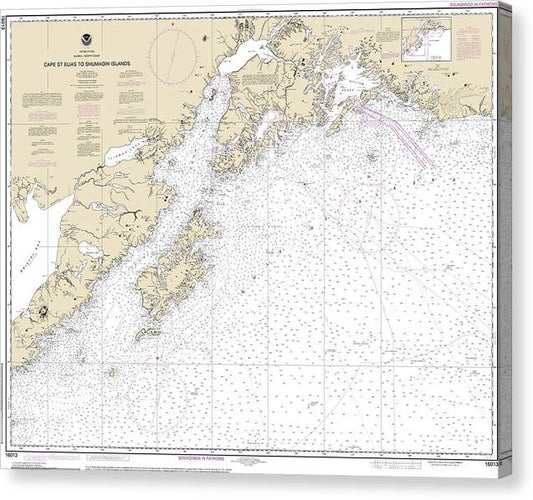 Nautical Chart-16013 Cape St Elias-Shumagin Islands, Semidi Islands Canvas Print