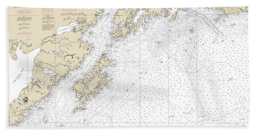Nautical Chart-16013 Cape St Elias-shumagin Islands, Semidi Islands - Bath Towel