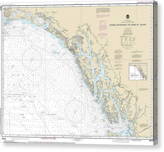 Nautical Chart-16016 Dixon Entrance-Cape St Elias Canvas Print