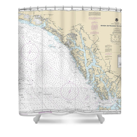 Nautical Chart 16016 Dixon Entrance Cape St Elias Shower Curtain